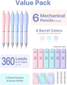 Druckbleistift Set 0.5mm 6PCS Niedliche Bleistifte 360 Minen