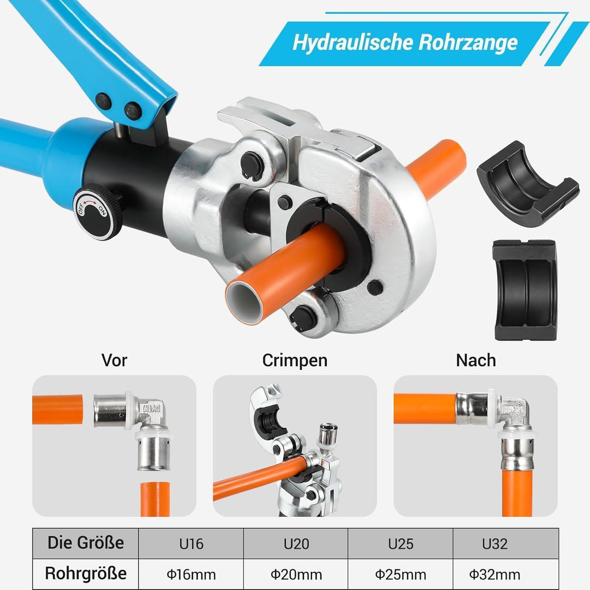 Presszange U-Kontur für Verbundrohr 16-32mm