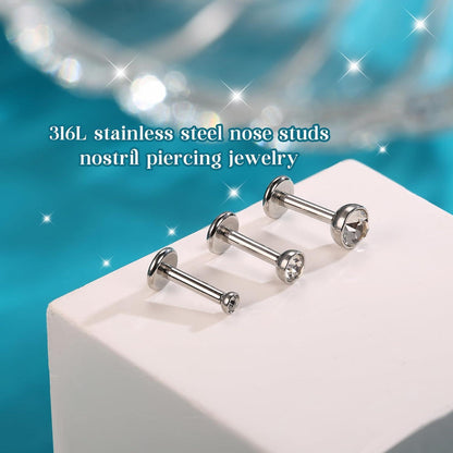 12er Set Helix Piercings Chirurgenstahl mit CZ, 6/8mm Länge