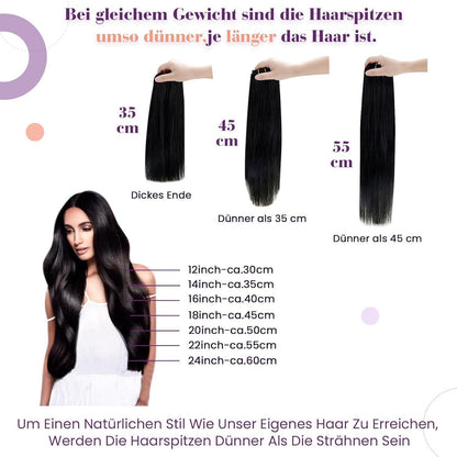 Echthaar Clip in Extensions Schwarz 60cm - Remy Haarverlängerung