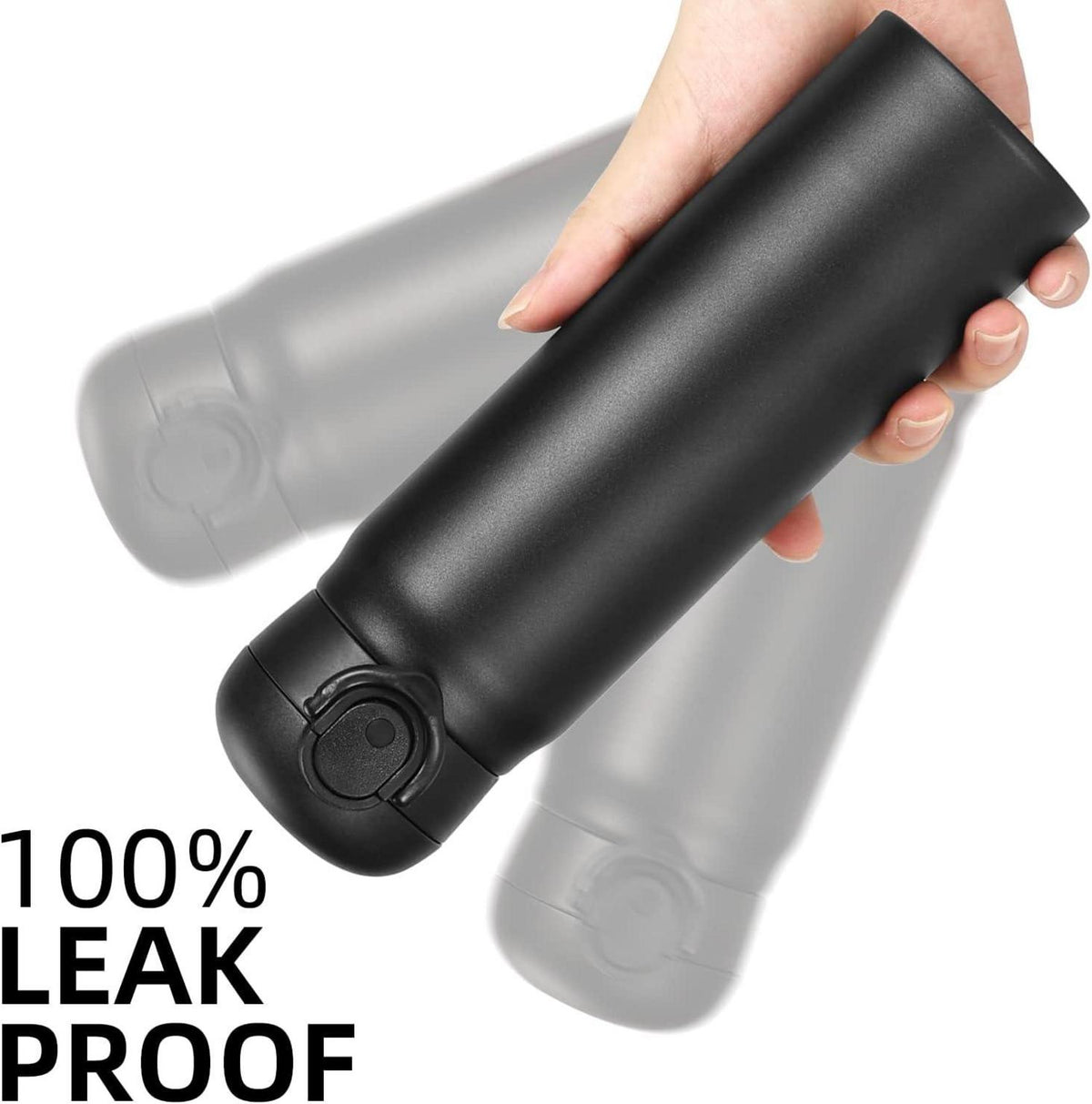 Thermosflasche 500ml Edelstahl Auslaufsicher Isolierflasche Schwarz