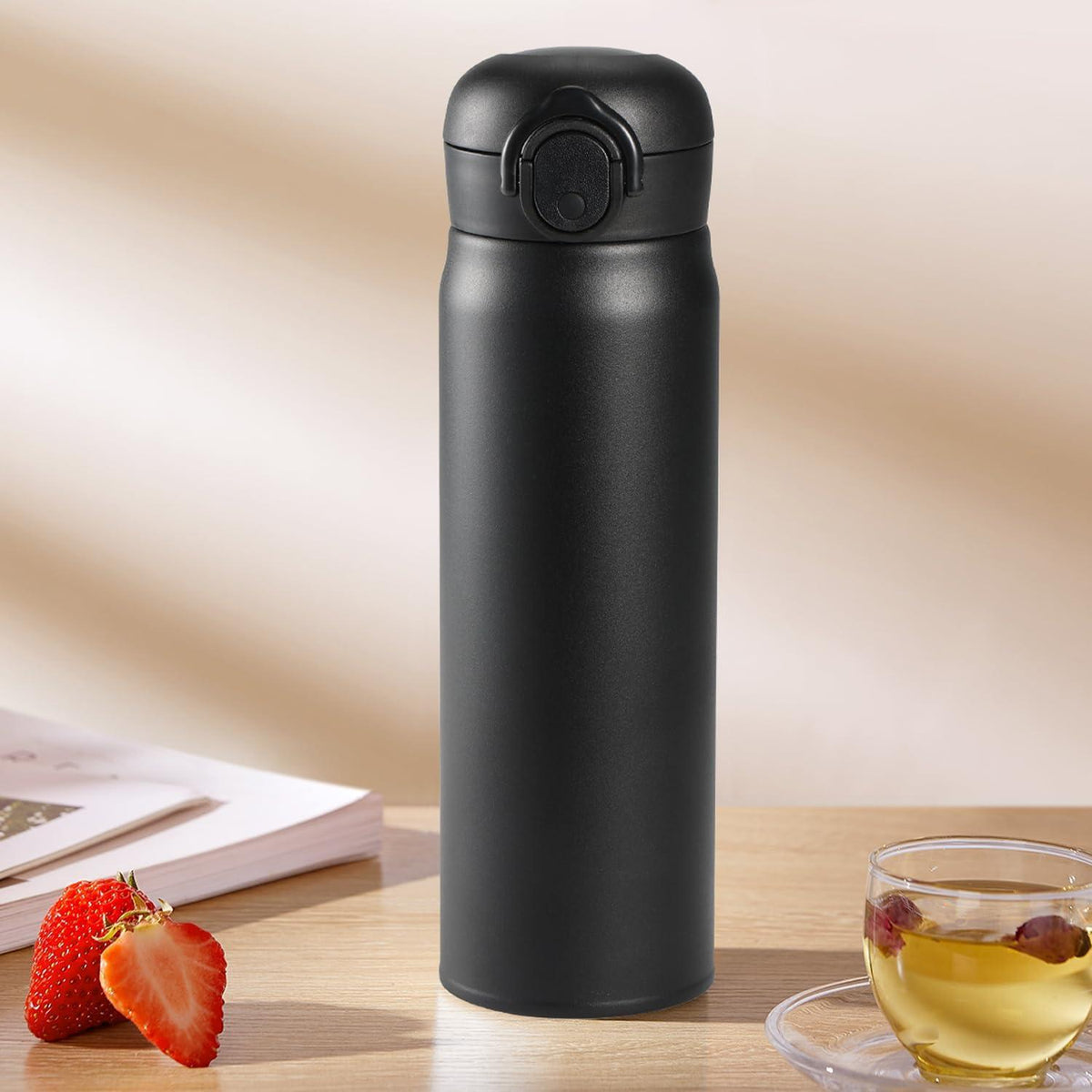 Thermosflasche Edelstahl Auslaufsicher Schwarz 500ml Isolierflasche