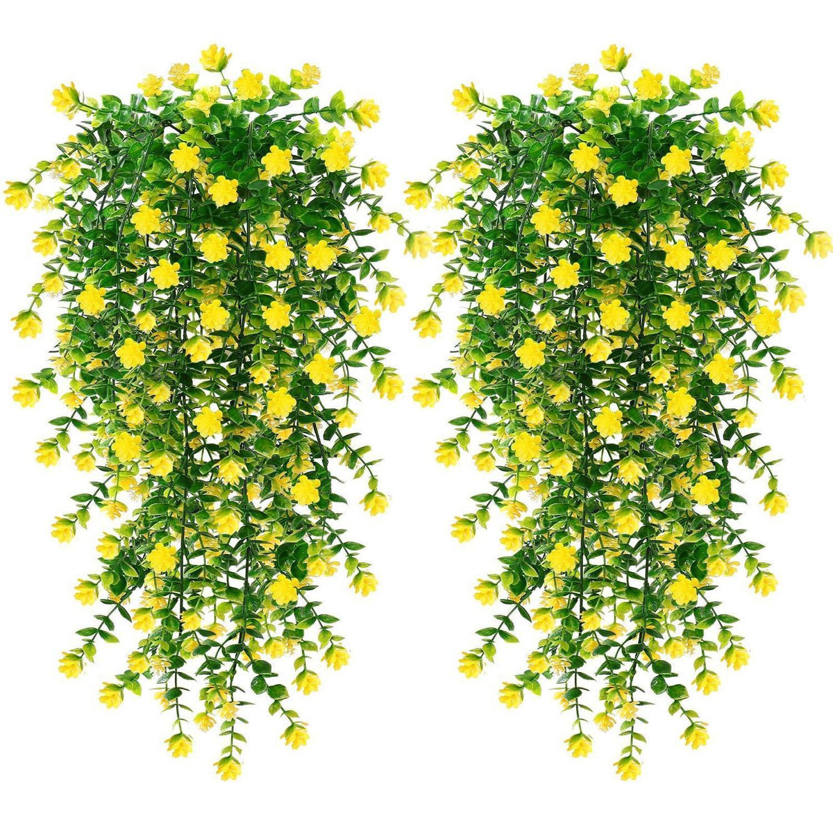 6x Wetterfeste Kunstblumen Gelb - 76cm Hängepflanzen für Balkon & Garten