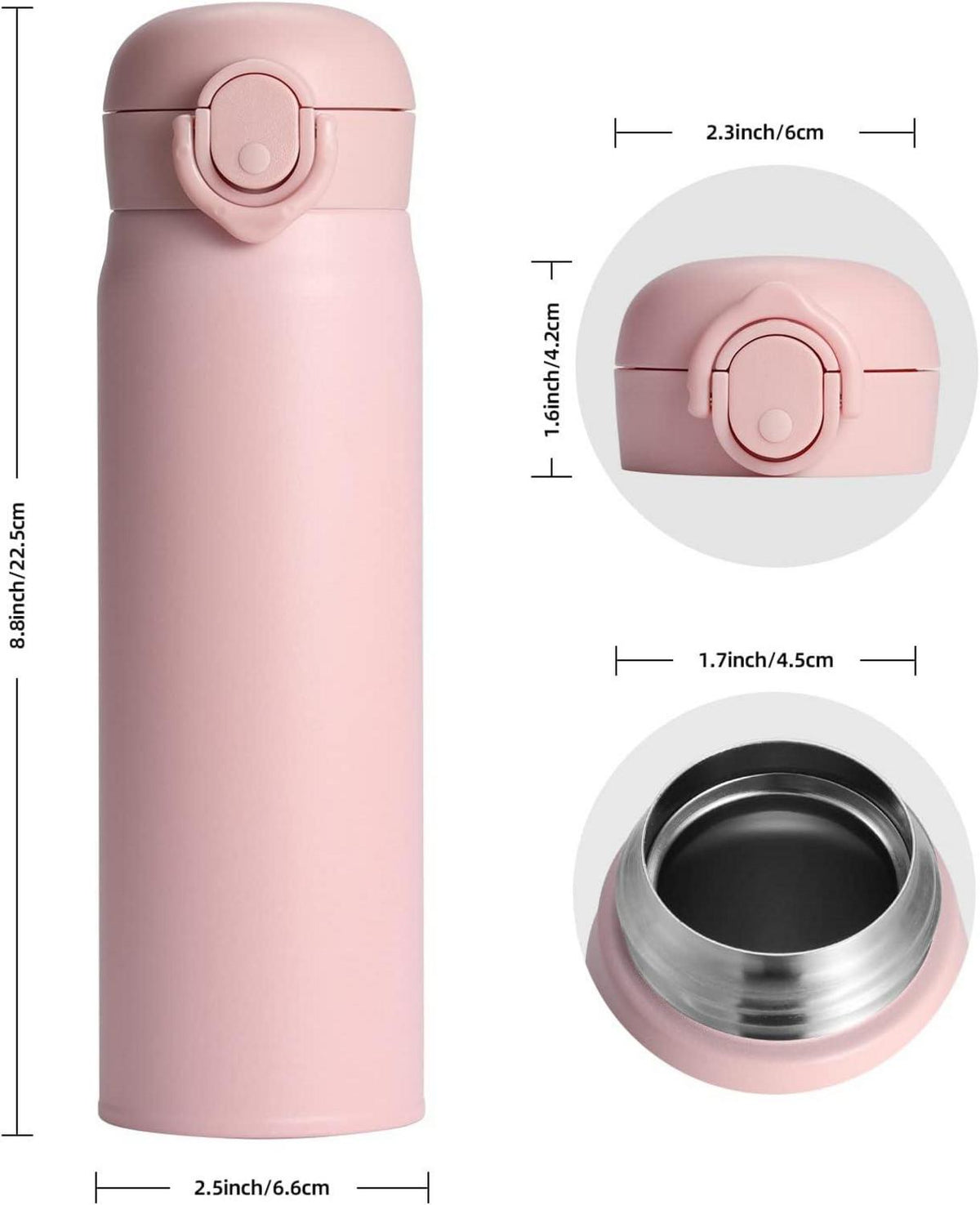 500ml Thermosflasche Edelstahl Auslaufsicher Isolierflasche - Rosa