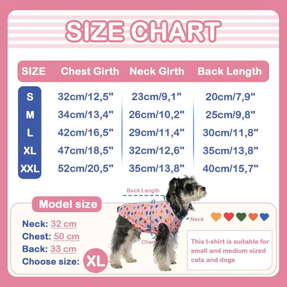 Hunde Pullover Atmungsaktives Chihuahua Shirt Charmantes Herz-Muster