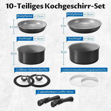 10tlg Induktions Pfannenset abnehmbaren Griffen