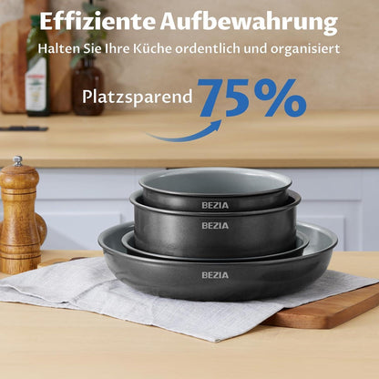 10tlg Induktions Pfannenset abnehmbaren Griffen