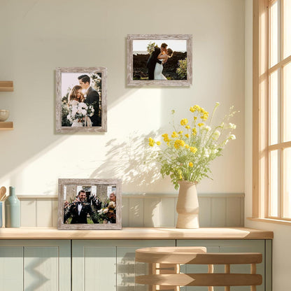 Bilderrahmen Set 15x20 cm Beige Holzmaserung Fotorahmen