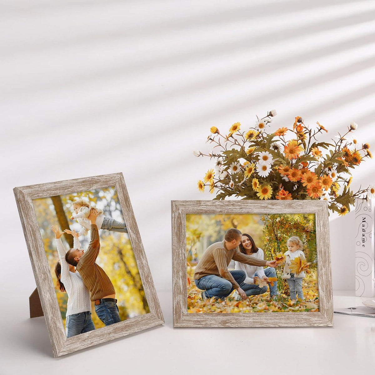Bilderrahmen Set 15x20 cm Beige Holzmaserung für Fotos & Bilder