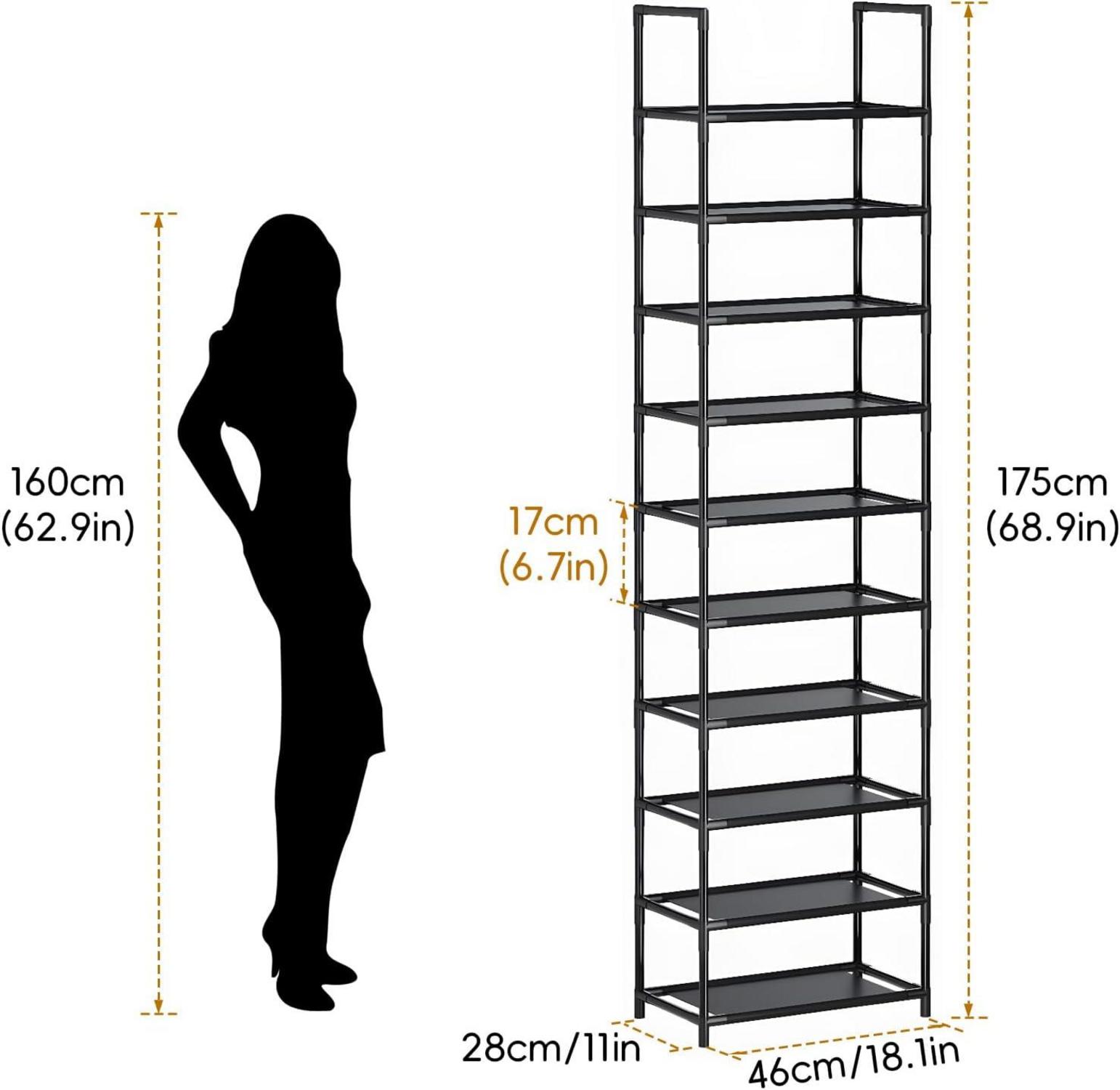 10-stöckiges Schuhregal für 20-25 Paar, stabiler Organizer