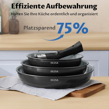 Pfannenset mit abnehmbarem Griff, Keramikbeschichtung, alle