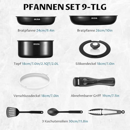 BEZIA Pfannenset Keramikbeschichtet 9-tlg. Induktion