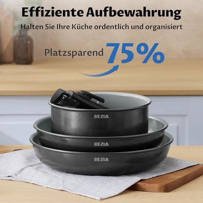 BEZIA Pfannenset Keramikbeschichtet 9-tlg. Induktion
