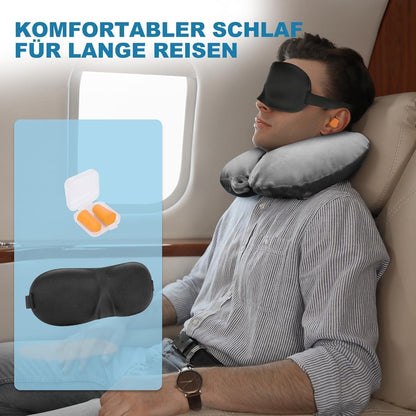 Aufblasbares Reisekissen mit Zubehör – Grau
