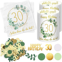 30. Geburtstag Deko Set Servietten Windlicht Konfetti Eukalyptus