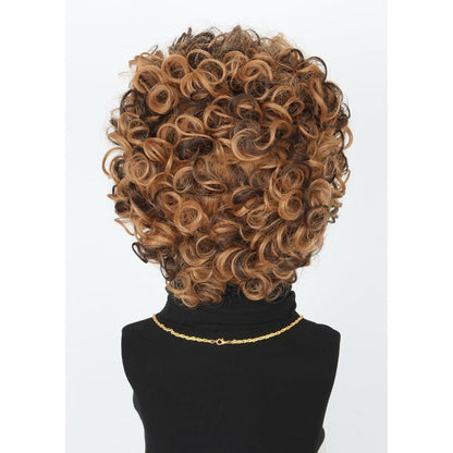 Afro Perücken Set 70er Jahre mit Bart & Kette - Blond Mix Braun