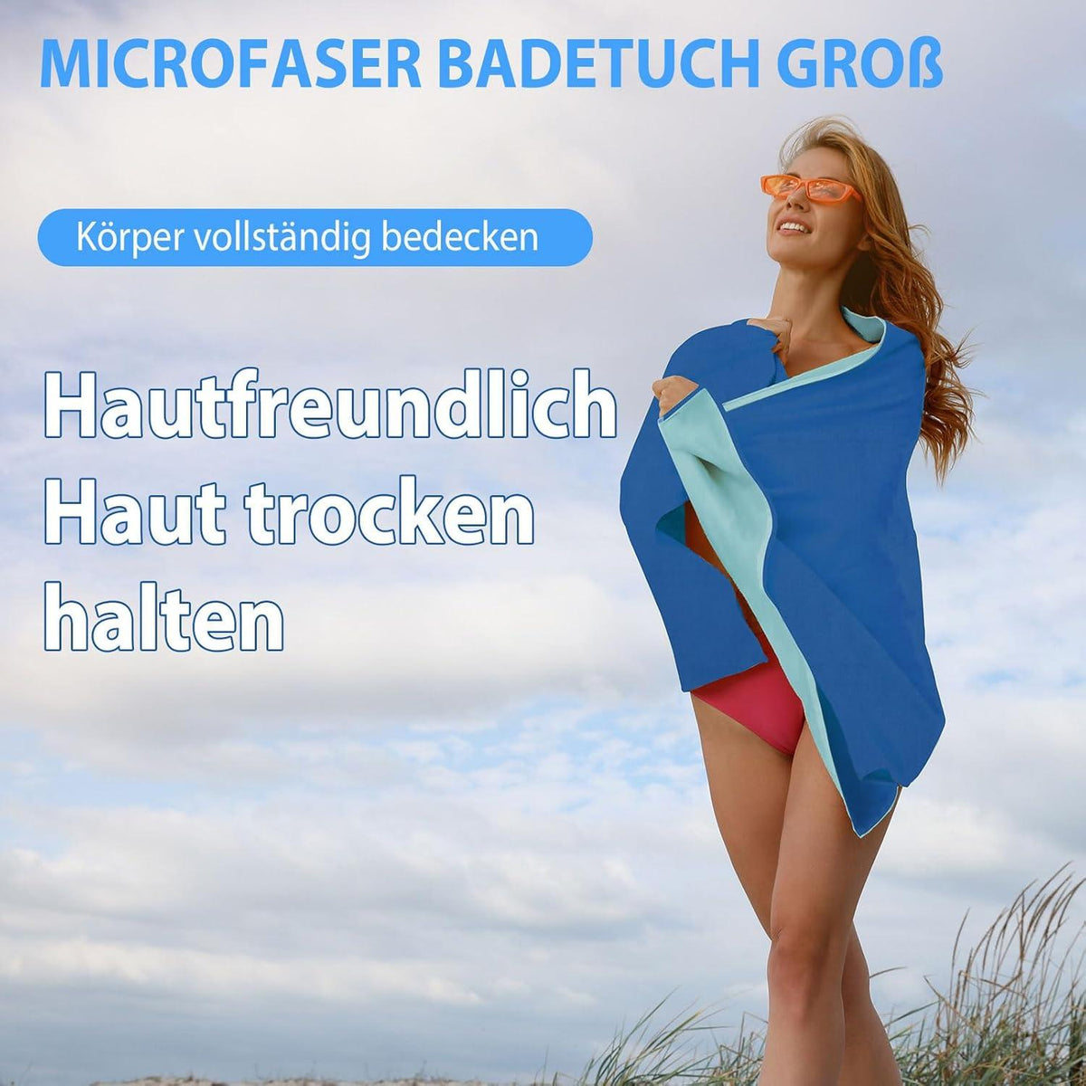 Mikrofaser Handtuch Set Groß für Sport Reise Strand 2 Stück