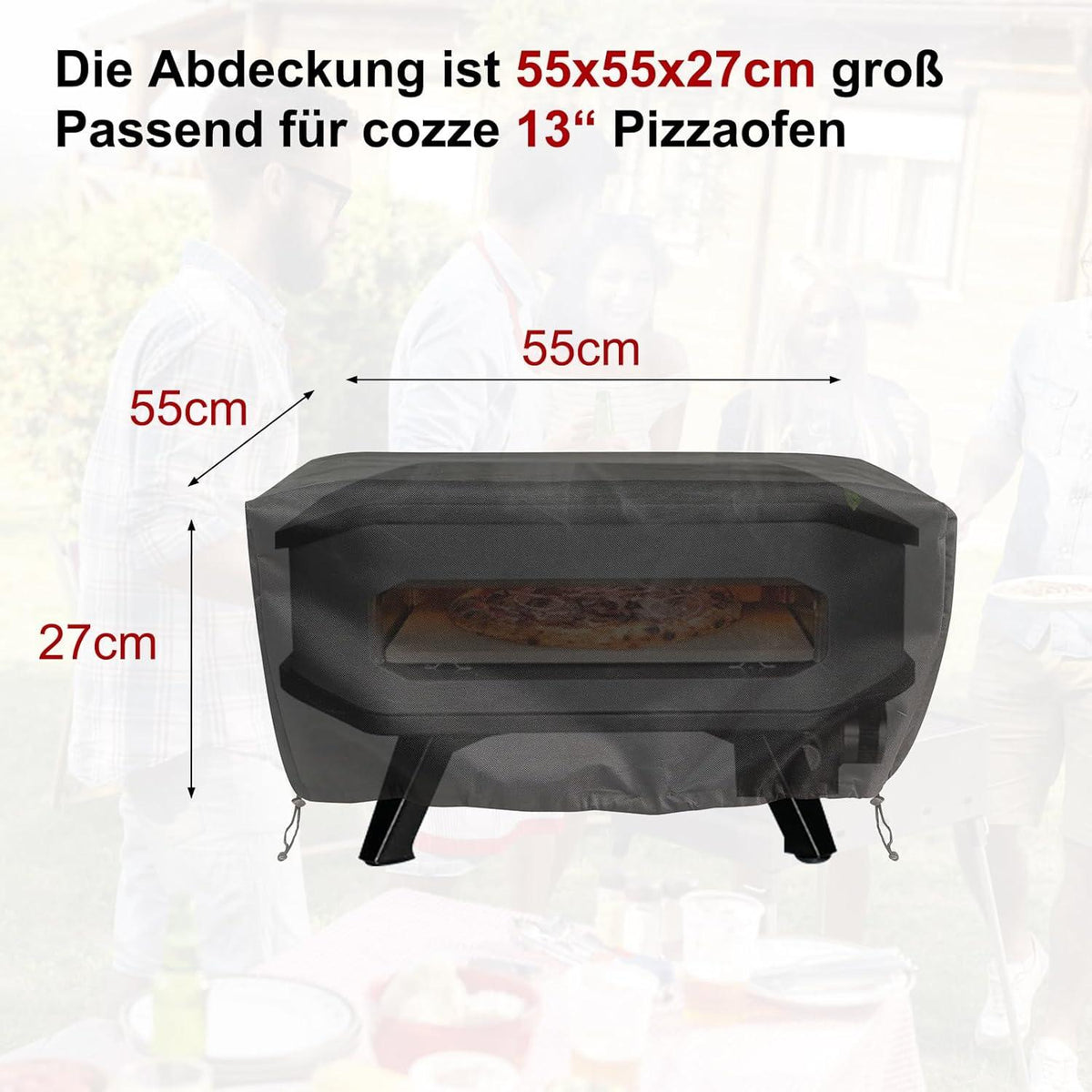 DUDSOEHO Pizza Ofen Abdeckung 55x55x27 cm wasserdicht Oxford Tuch dual verstellbarer Kordelzug