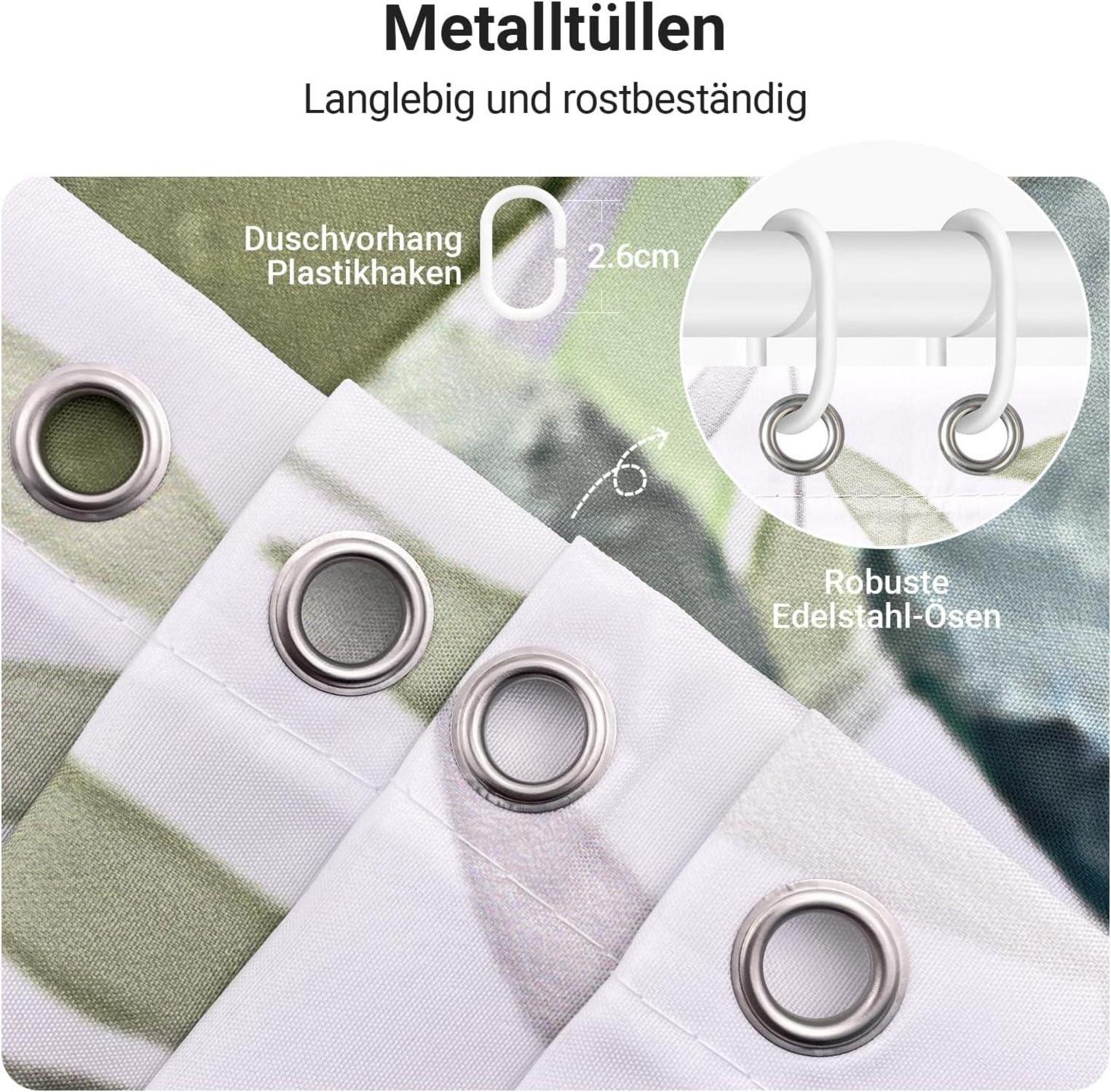 Duschvorhang Blätter 150x200cm Antischimmel Wasserdicht Textil Badezimmer