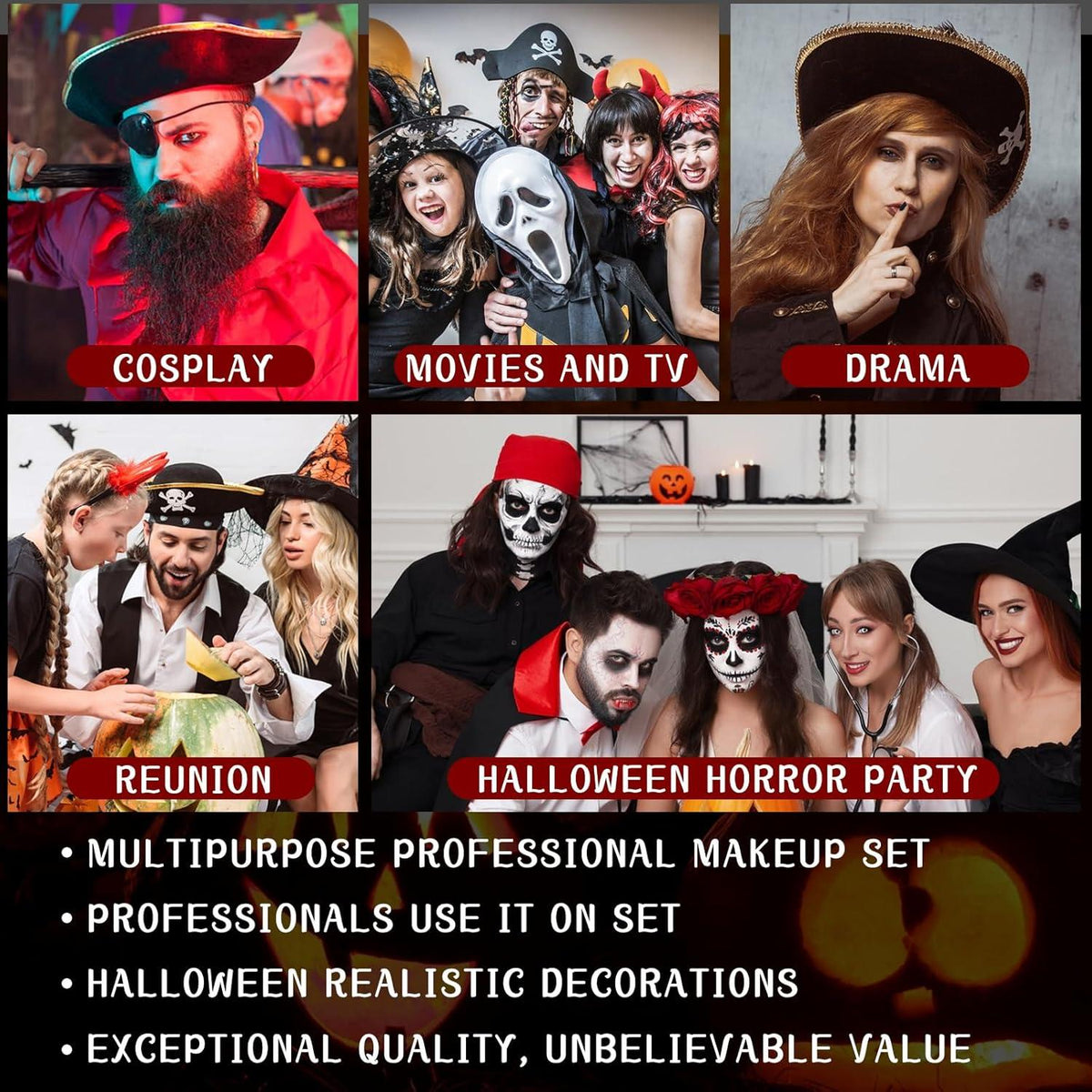 Professionelles Halloween Make-up Set Piraten Gesichtsfarben Karneval