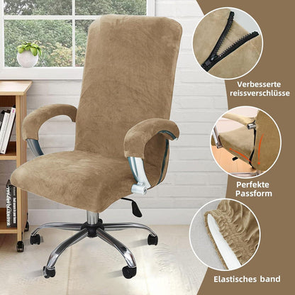 Samt Stuhlbezug mit Armlehnen – Stretch Housse für Bürostuhl