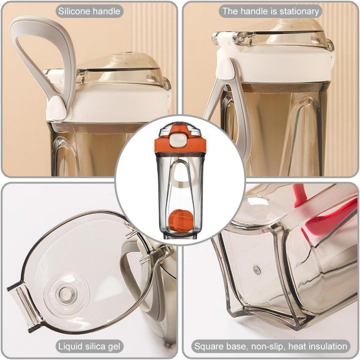 Protein Shaker 500ml mit Mixerball und auslaufsicherem Deckel