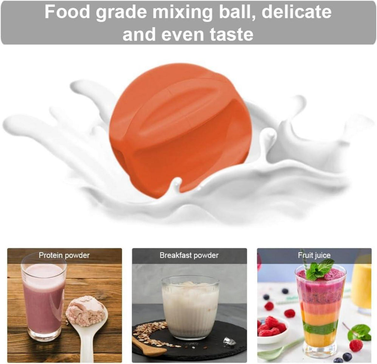 Protein Shaker 500ml mit Mixerball und auslaufsicherem Deckel - Orange