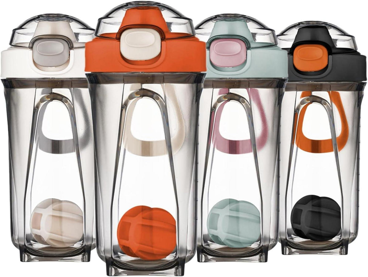 Protein Shaker 500ml mit Mixerball und auslaufsicherem Deckel - Orange