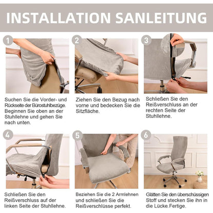 Samt Stuhlbezug mit Armlehnen – Stretch Housse für Bürostuhl