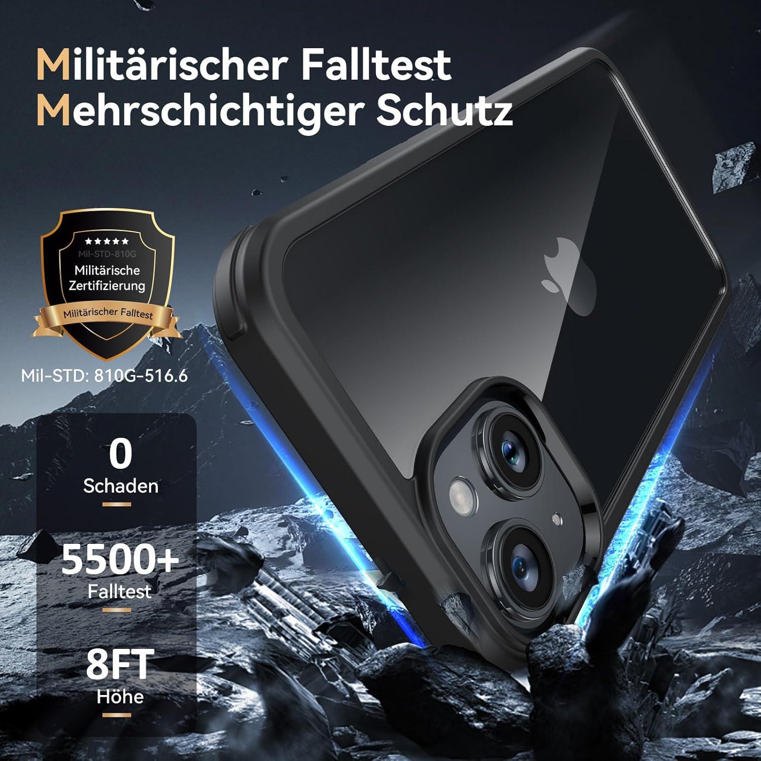 Kmofizle 360 Grad für iPhone 13 Hülle mit Eingebaut Glas Schutzfolie