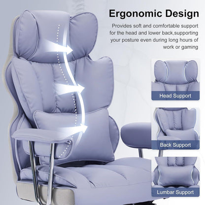 Efomao Ergonomischer Bürostuhl 200 kg PU Leder Fußstütze