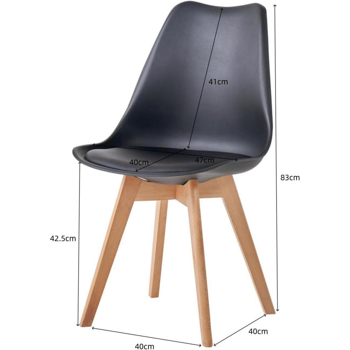 2er-Set Esszimmerstühle Nordic Schwarz – Massivholz Buche