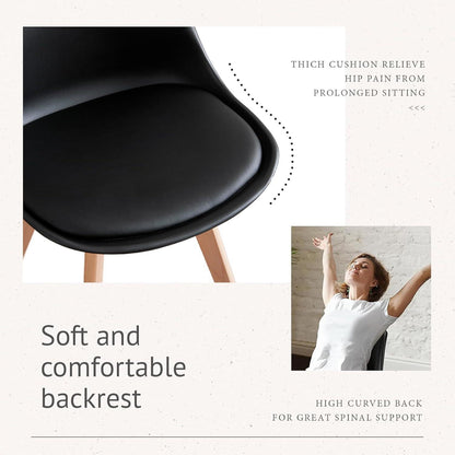 2er-Set Esszimmerstühle Nordic Schwarz – Massivholz Buche