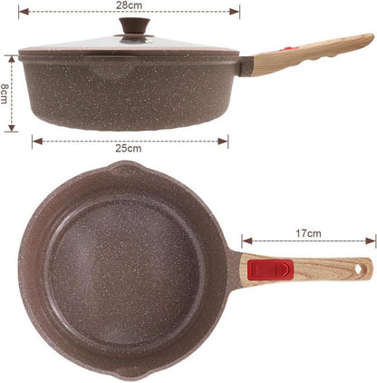 Keramik Pfanne 28 cm mit Deckel und Antihaftbeschichtung, Abnehmbarer