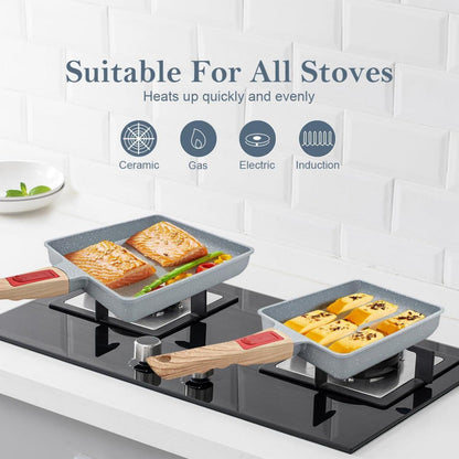 Keramik Tamagoyaki Pfanne Antihaft Japanische Omlette 19x16 cm Blau