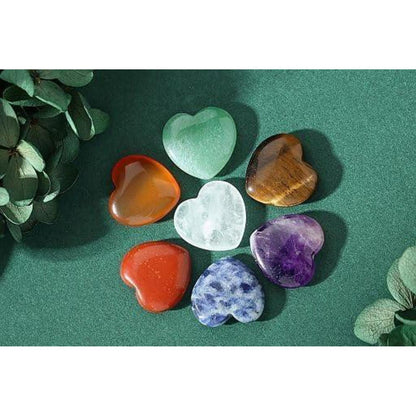 Kristall Herz Edelsteine Set 7 Stück Amethyst Rosenquarz