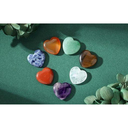 Kristall Herz Edelsteine Set 7 Stück Amethyst Rosenquarz