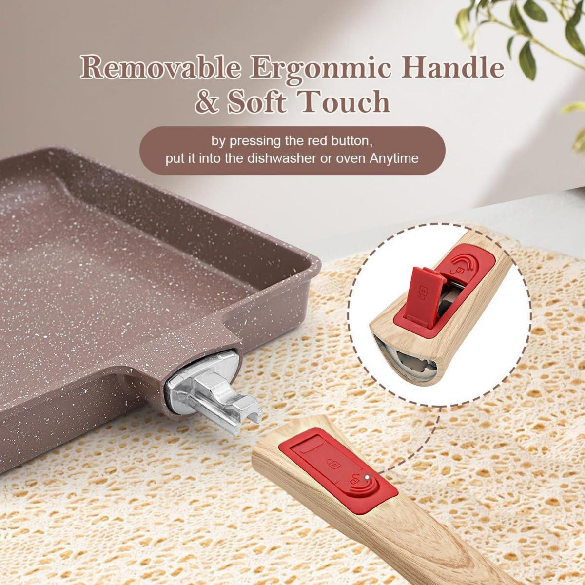 Keramik Tamagoyaki Pfanne Antihaftbeschichtet 19x16cm Braun