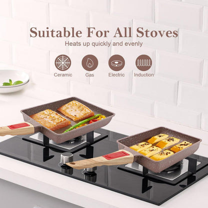 Keramik Tamagoyaki Pfanne Antihaft Japanische Omletten 19x16cm
