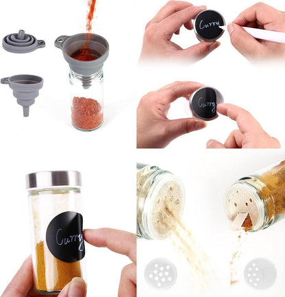 SAEIV Gewürzregal mit 12 Gewürzgläsern 100ml - Edelstahl, 360° drehbar, pflegeleicht