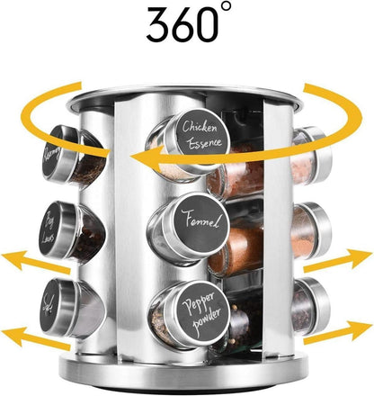 Gewürzregal 12 Gläser 360° Drehbar Edelstahl Pflegeleicht