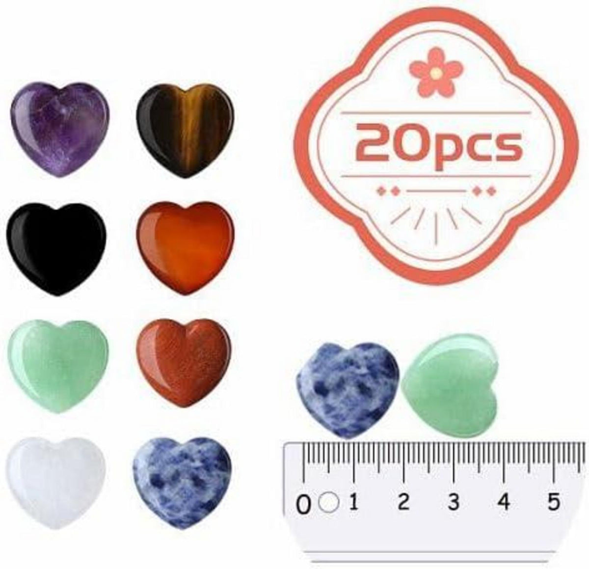 Roter Jaspis Herz Kristalle 20 Stk Natürlich Stein Heilsteine 20mm