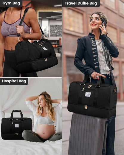 Sporttasche Damen Weekender Reisetasche mit Schuhfach Nassfach 35-40L