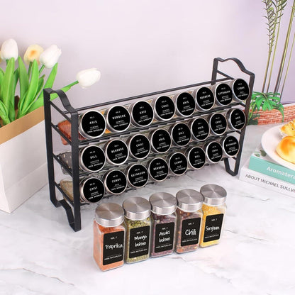 Gewürzregal stehend & wand 24 Gläser 120ml Etiketten Trichter Kreide Multifunktional