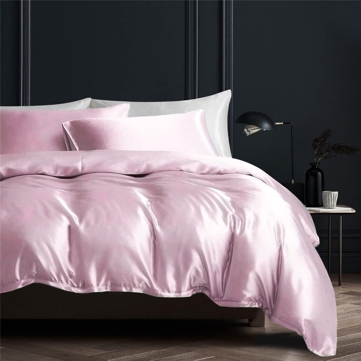 Satin Bettwäsche Set Rosa 135x200cm - 4-teilig, Glänzend & Weich