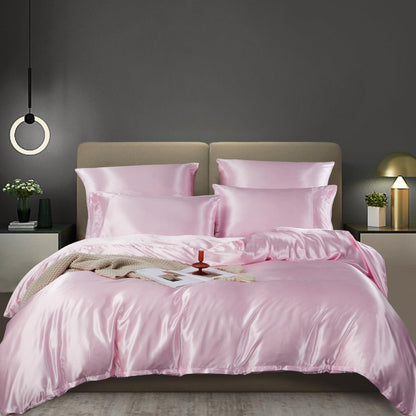 Satin Bettwäsche Set Rosa 135x200cm - 4-teilig, Glänzend & Weich