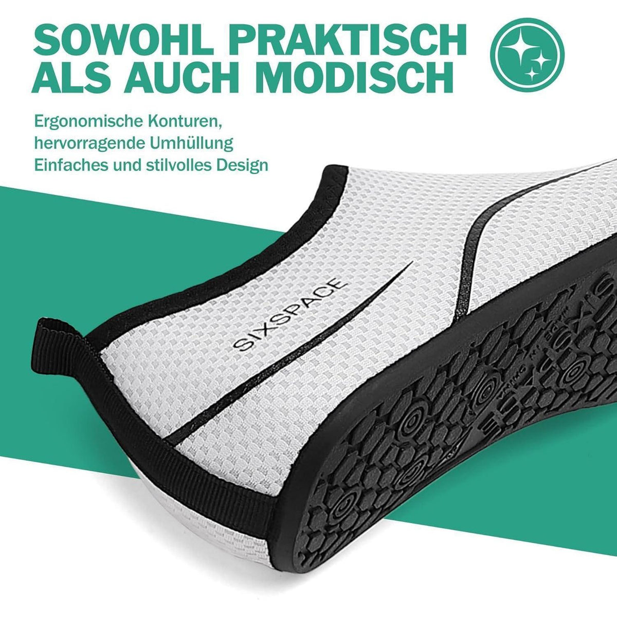 Wasserschuhe Schnell Trocknend Rutschfest für Damen und Herren Weiß