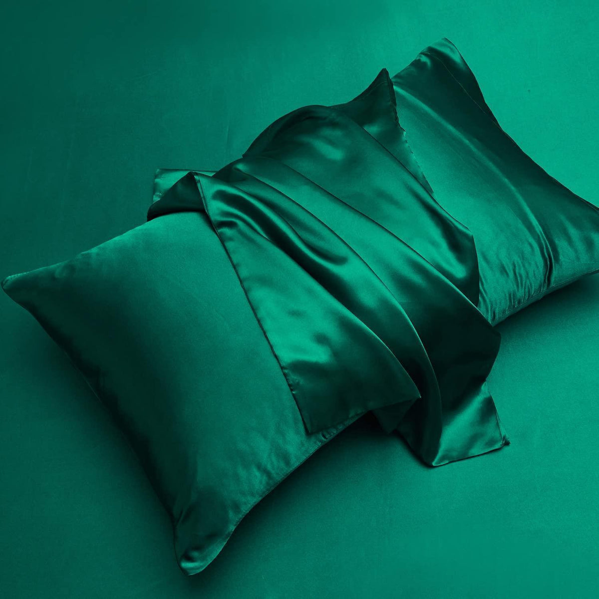 Satin Bettwäsche Set 135x200 Dunkelgrün 4-teilig Luxus