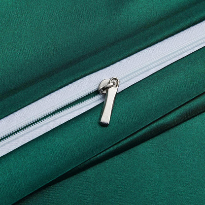 Satin Bettwäsche Set 135x200 Dunkelgrün 4-teilig Luxus