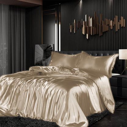 Satin Bettwäsche Set 200x200cm, 3-teilig, Gold, Luxus Gelb